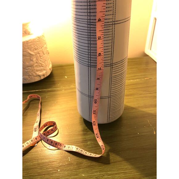 CB2 EUC Tall Light Blue Ceramic Vase with Darker Blue Accent Lines 12" - Picture 5 of 5